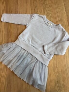 Crewcuts - Girl’s Light Blue Tulle Hem Sweatshirt Dress - Size Toddler 3